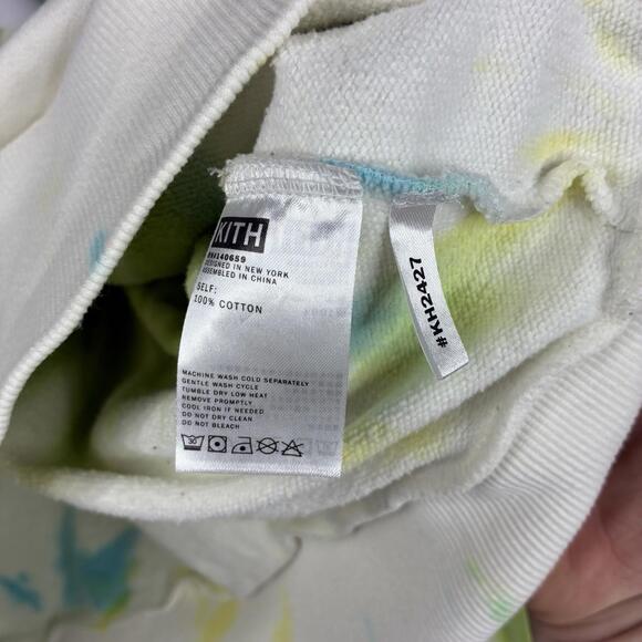 KITH Williams I Hoodie Men’s Medium Blue Green Tye Dye Logo Spell Out Streetwear - Picture 5 of 8